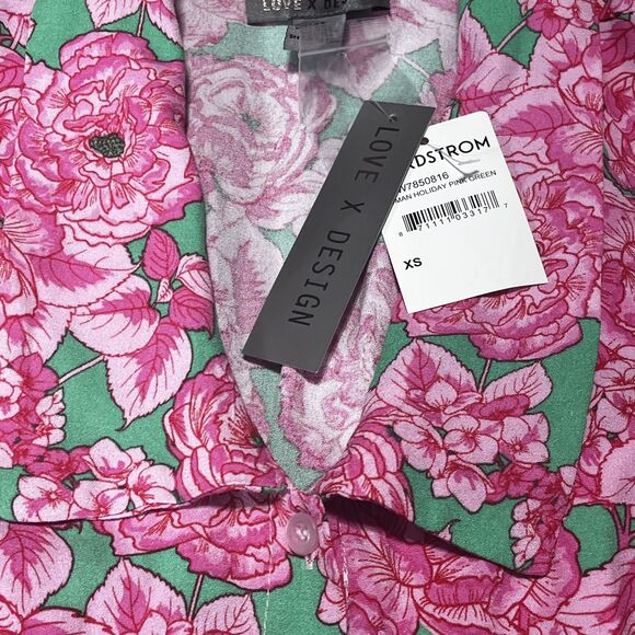 Love X Design Isla Crepe Maxi Dress Womens XS Floral Button Up Cottagecore Pink - Picture 10 of 16